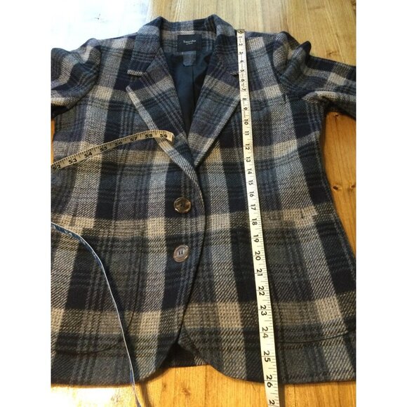 Smythe Les Vestes Wool Blazer Jacket Plaid Tartan Short Sleeve Blue Size 10 - Picture 6 of 6